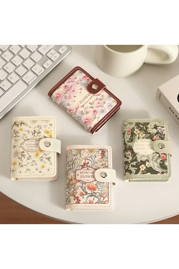 New 20 Card Pockets PU Leather Mini Wallets RFID Blocking ID Card Holder Laminated Concealed Pull-out Business Card Case