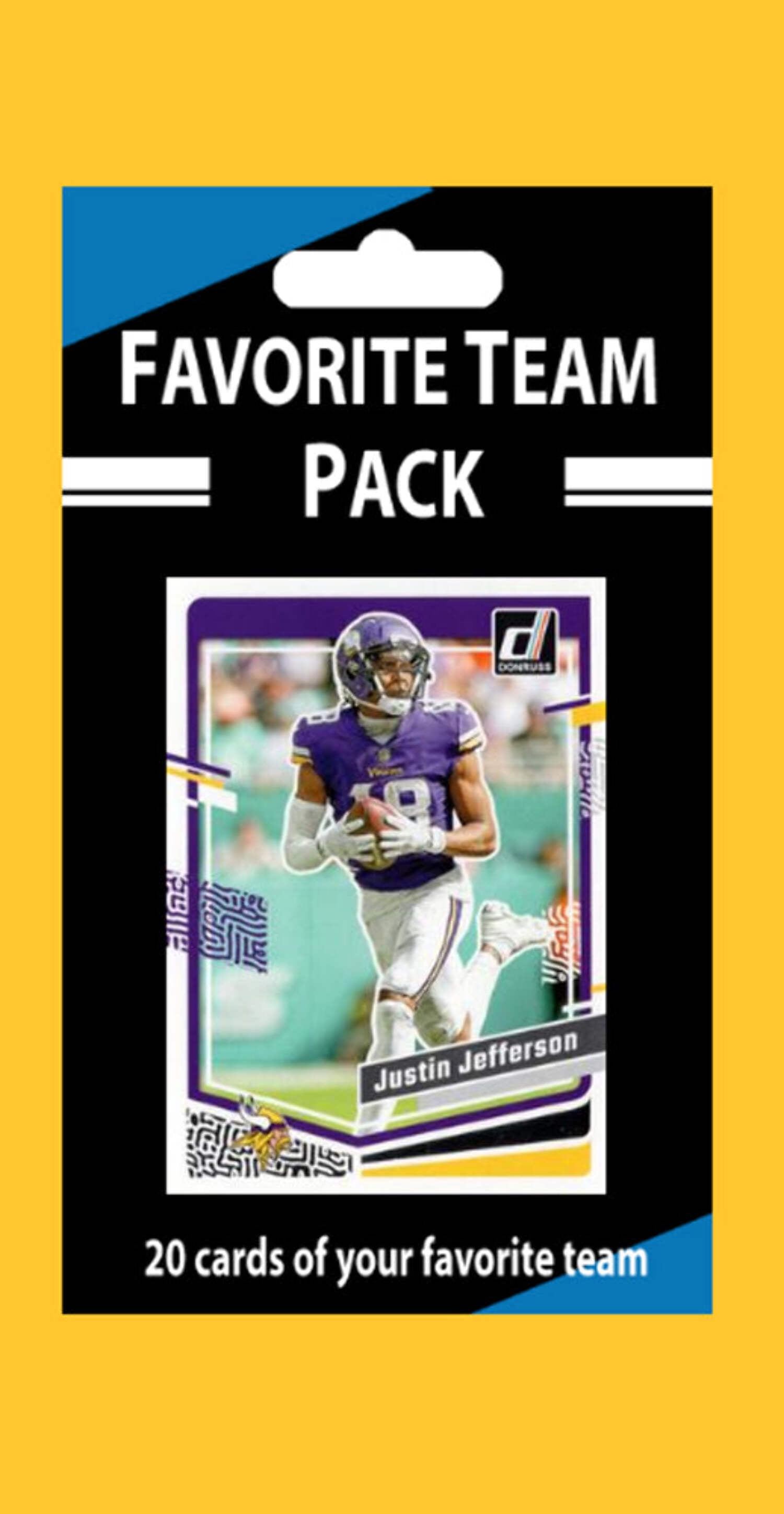 Paquete de equipo de 20 tarjetas Vikings 2024 2023 Score Donruss Justin Jefferson