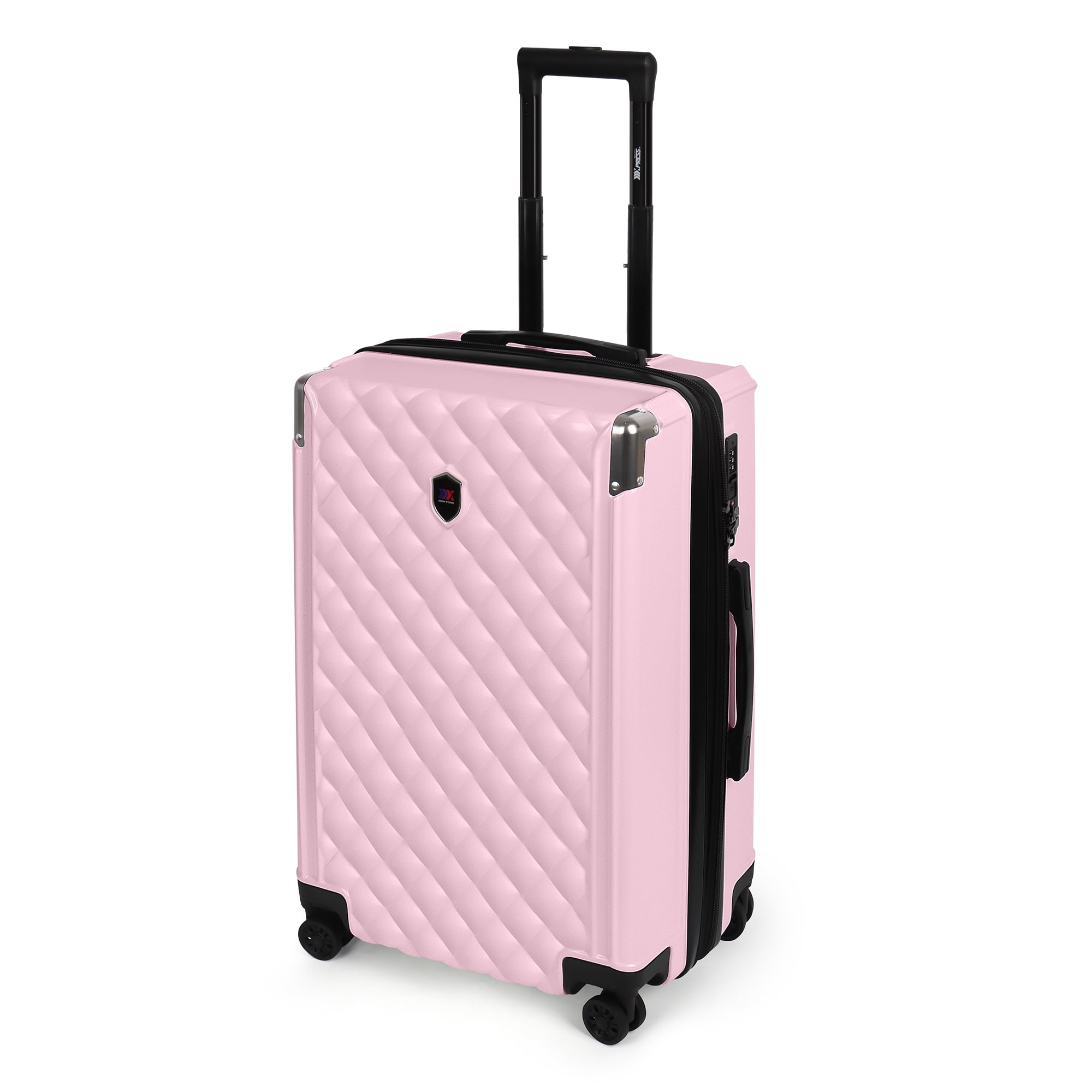 New York Xpress 20" Carry-on Luggage,Expandable Hardshell Spinner Suitcase with TSA Lock, Airplane Approved, Pink - WD576