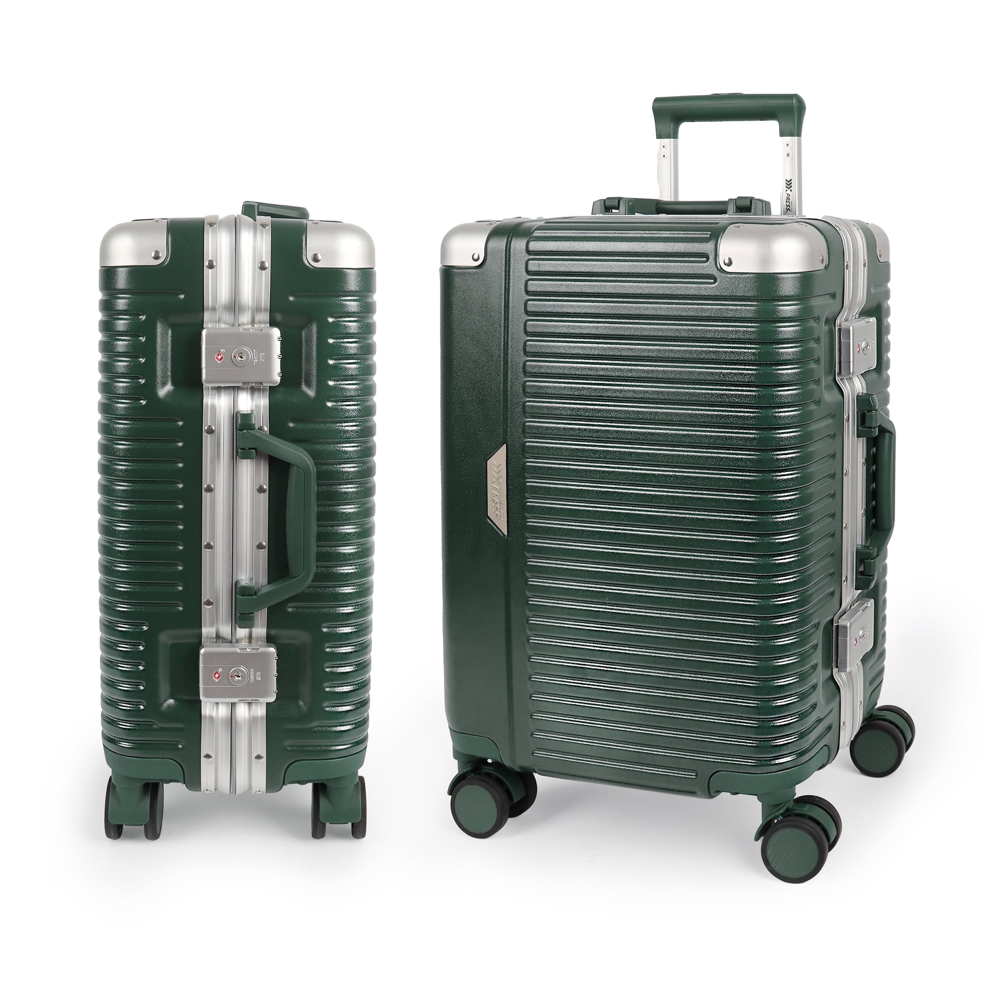 New York Xpress 20" Zipperless Carry-on Luggage Hardside Suitcase with Double TSA Lock & Aluminum Frame, Green - AL1377