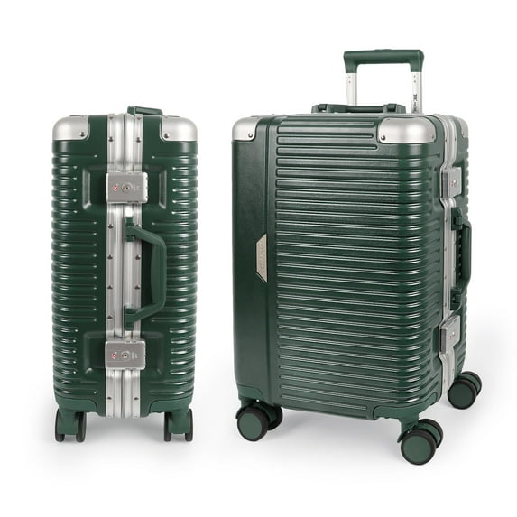 20" Carry On Luggage with Spinner Wheels & TSA Lock,Aluminum Frame Zipperless Hard Shell Suitcase, 22x14x9 Airline Approved, Green,AL1377