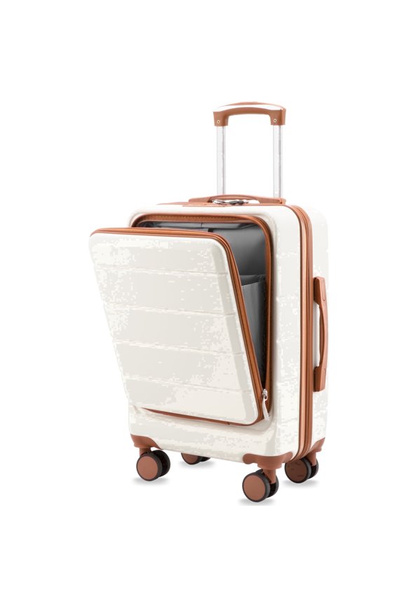 20" Carry-on Hardside Spinner Suitcase Expandable Luggage for Travel, White