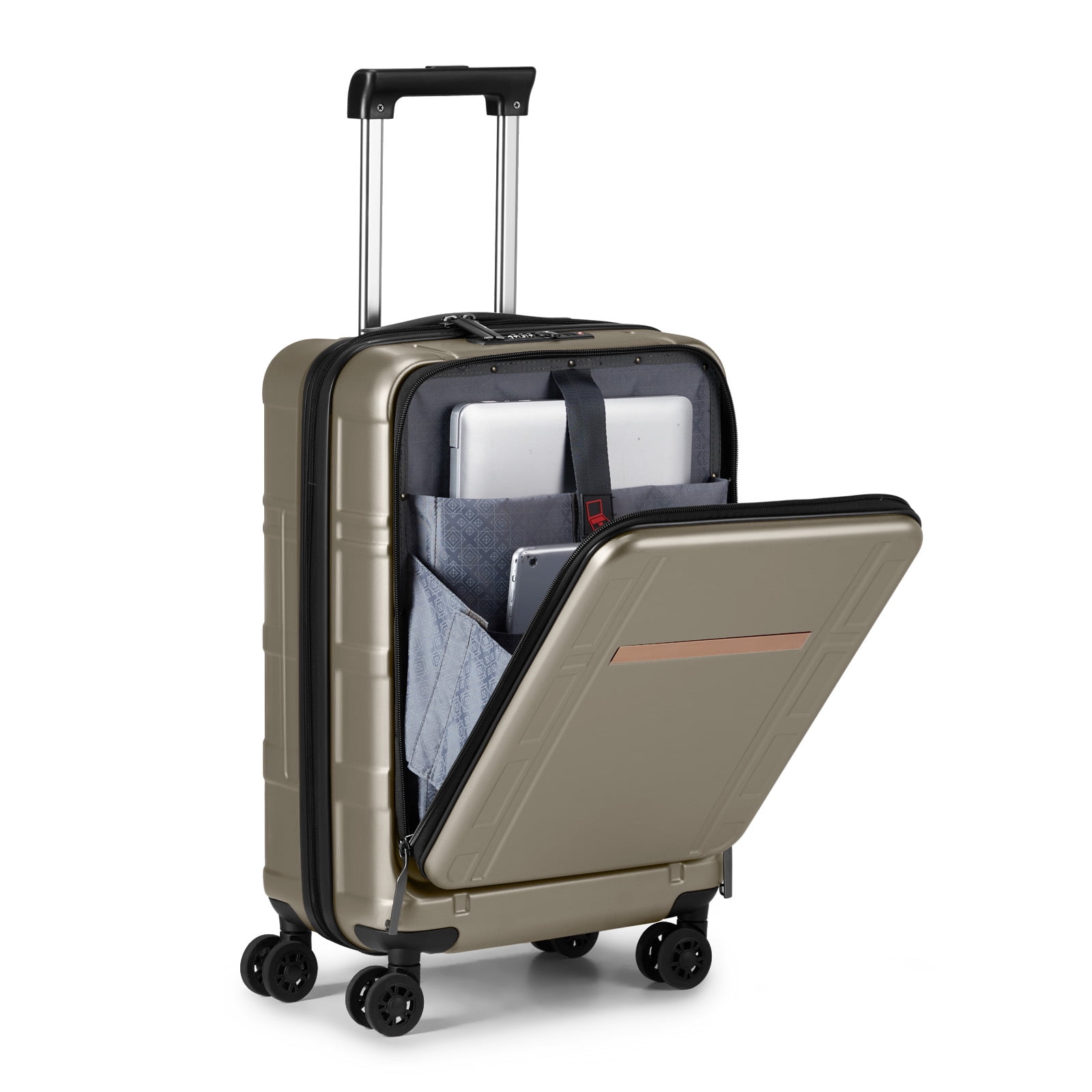 20” Carryon Luggage, ABS+PC Expandable Suitcase with Front Laptop — free download