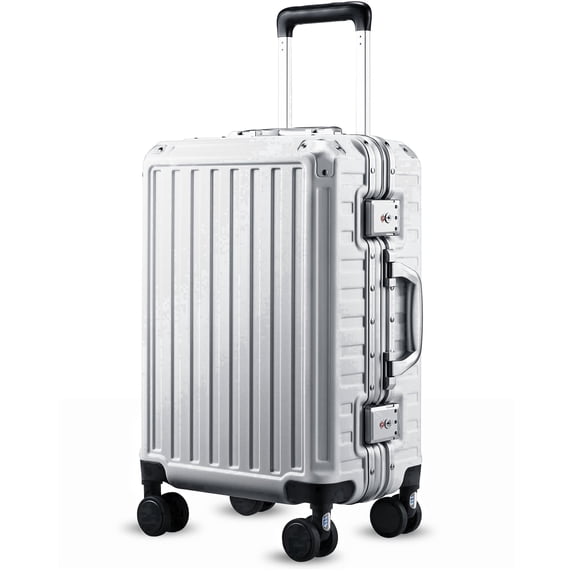 20" Carry-on Zipperless Aluminum Polycarbonate Luggage, Silver, ZX-Core