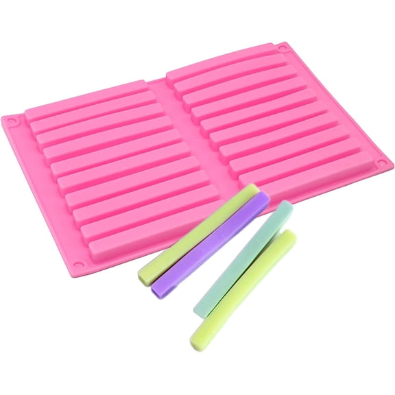 20-Cavity 10cm Silicone Stick Mold - For Chocolate, Biscuit, Candy, Soap, Crayon Recycling & Ice Sticks