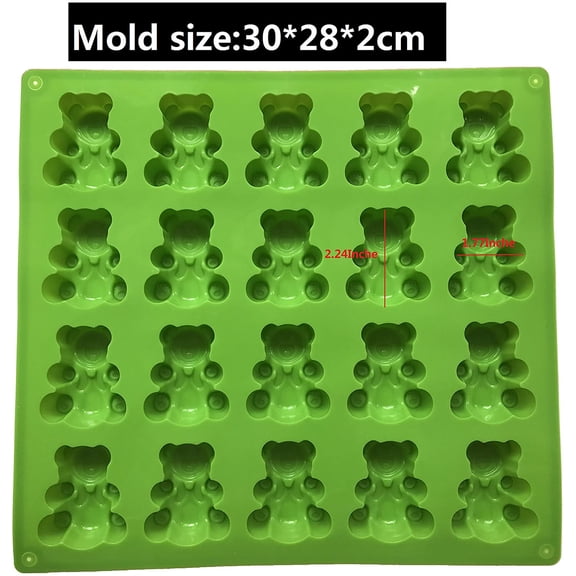 20 Cavity Large Gummy Bear Mold/Big Bear Crayon Mold for Brownie Muffin Chocolate Ganache Jelly Pralines Caramels Candy Soap Bar Bath Bomb Mould