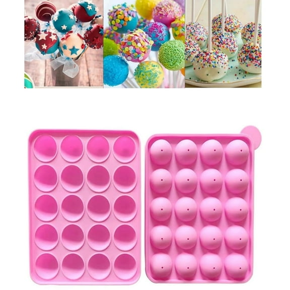 20-Cavity Silicone Mold,1pack Reusable Chocolate Candy Melts Pot,QZS Durable Cake Pop Maker for Chocolate,Cake,Candy Making