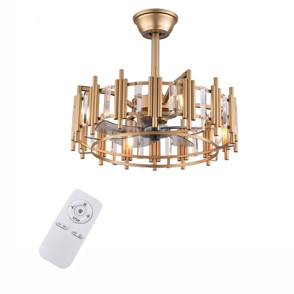 20" Ceiling Fan Light Round Hanging Lamp LED Chandelier 3 Speeds Remote Control