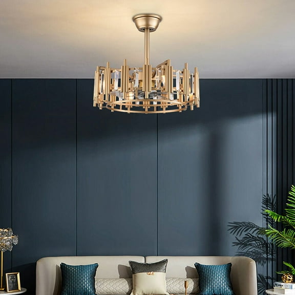 20" Ceiling Fan with Light, Remote Control, 3-Speed Whisper Motor, Enclosed Gold Finish Fan for Bedroom, Living Room, Kitchen, Dining Room