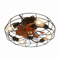 20"Ceiling Fan with Light and Remote Control,Caged Ceiling Fan with 6-Speed Reversible DC Motor,7-ABS Fan Blades