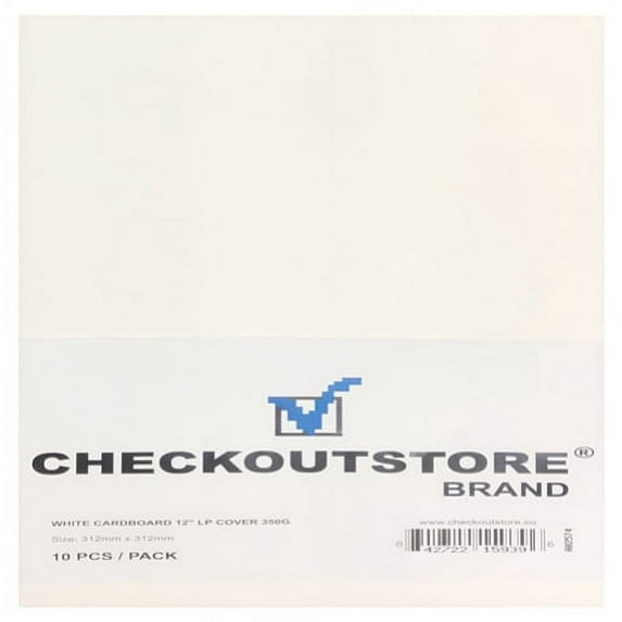 (20) CheckOutStore Cardboard Vinyl Record Jackets Cover No Hole - White (12" LP)