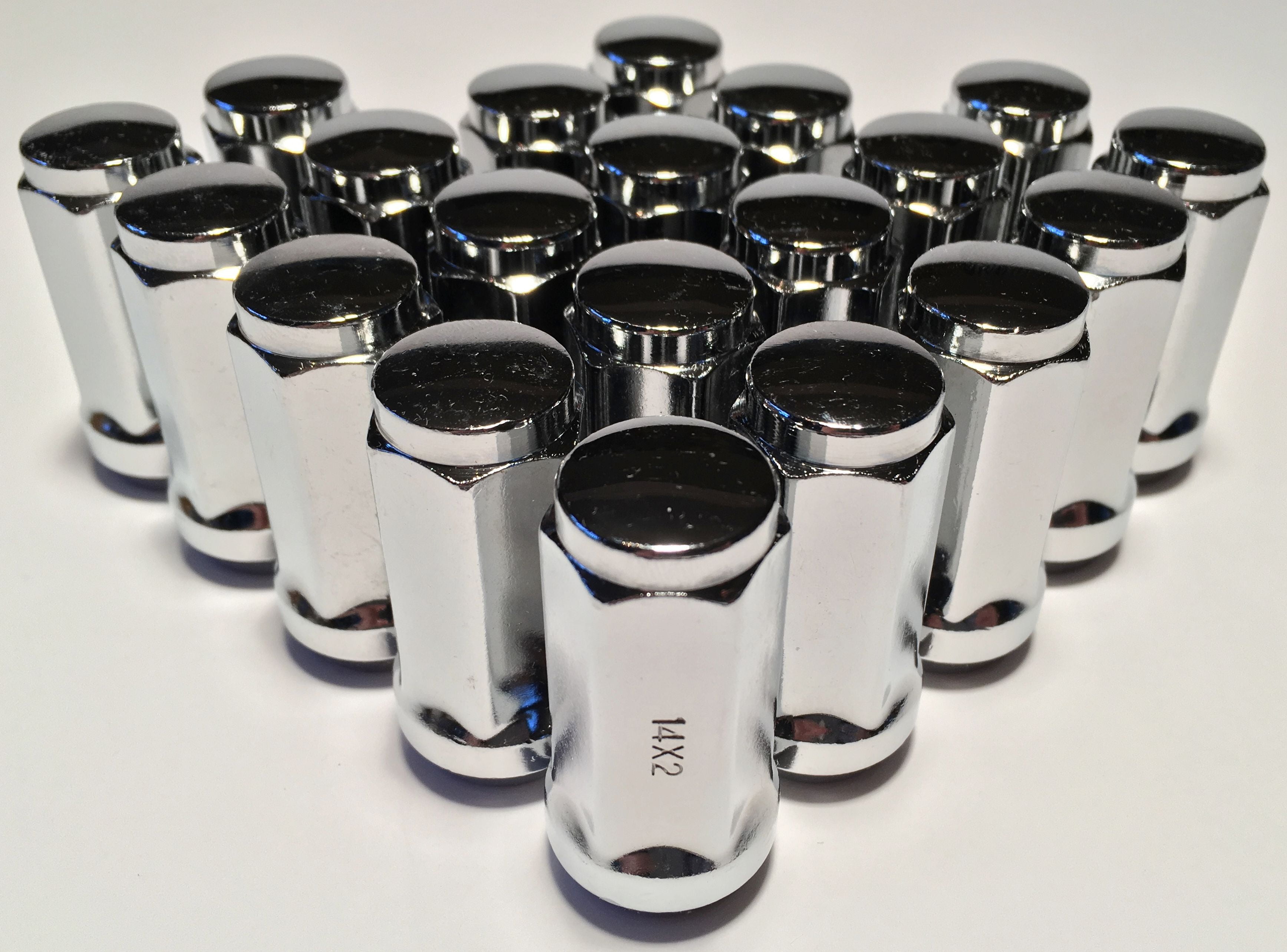 20 Chrome 14x2 Lug Nuts 1.9" Long Bulge Acorn with 3/4" Hex Ford Expedition F150