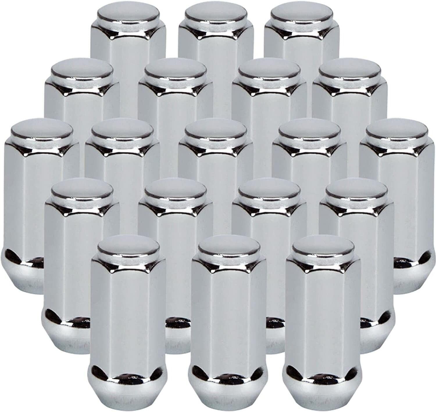 20 Chrome Bulge Acorn Lug Nuts 2" Inch Compatible with Jeep Wrangler Grand Cherokee 1/2x20 | 1/2