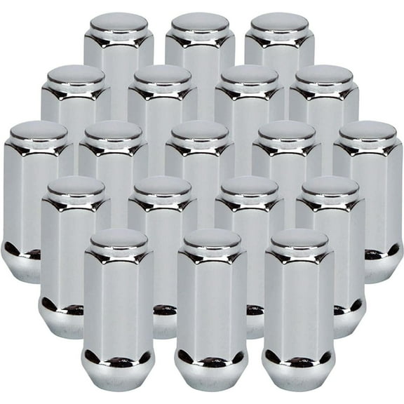 20 Chrome Bulge Acorn Lug Nuts 2" Inch Compatible with Jeep Wrangler Grand Cherokee 1/2x20 | 1/2