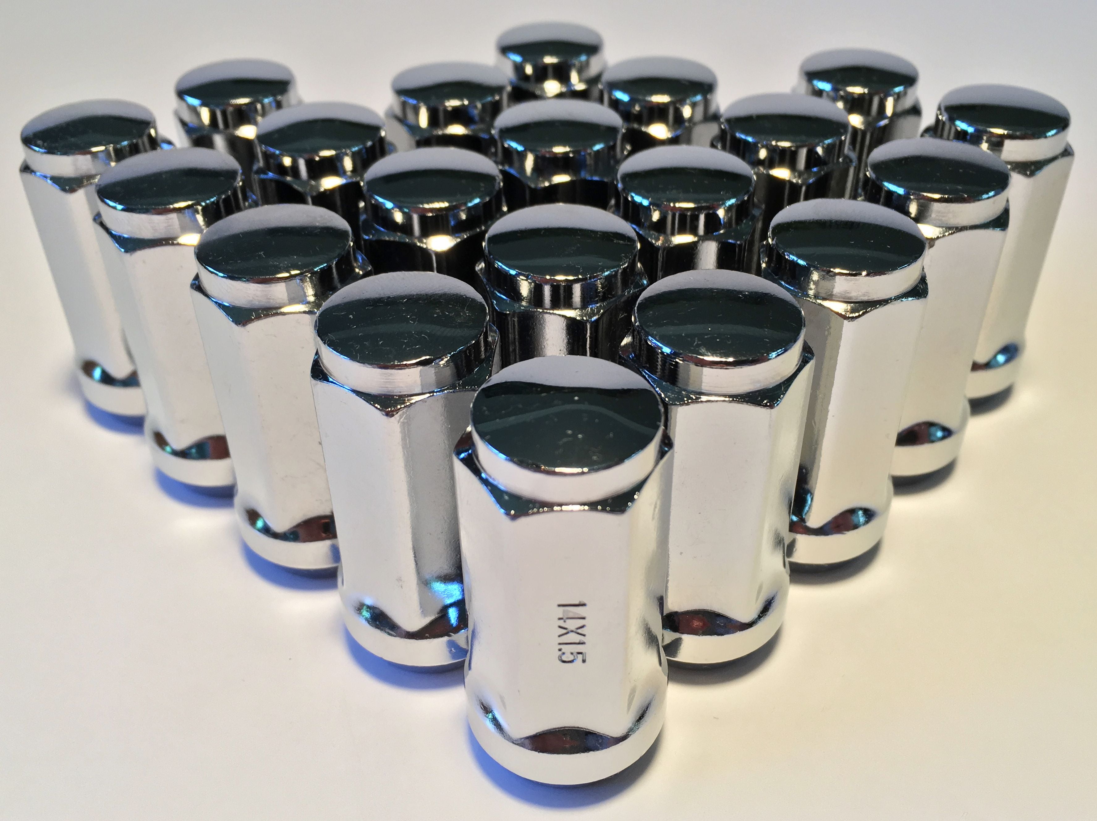 20 Chrome Long Truck Lug Nuts 14x1.5 Chevrolet GMC Silverado Sierra 1.9" Tall