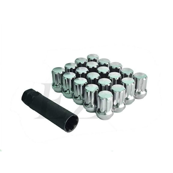 20 Chrome Short Duplex Spline Drive Acorn 14x2 Lug Nut Kit with Key
