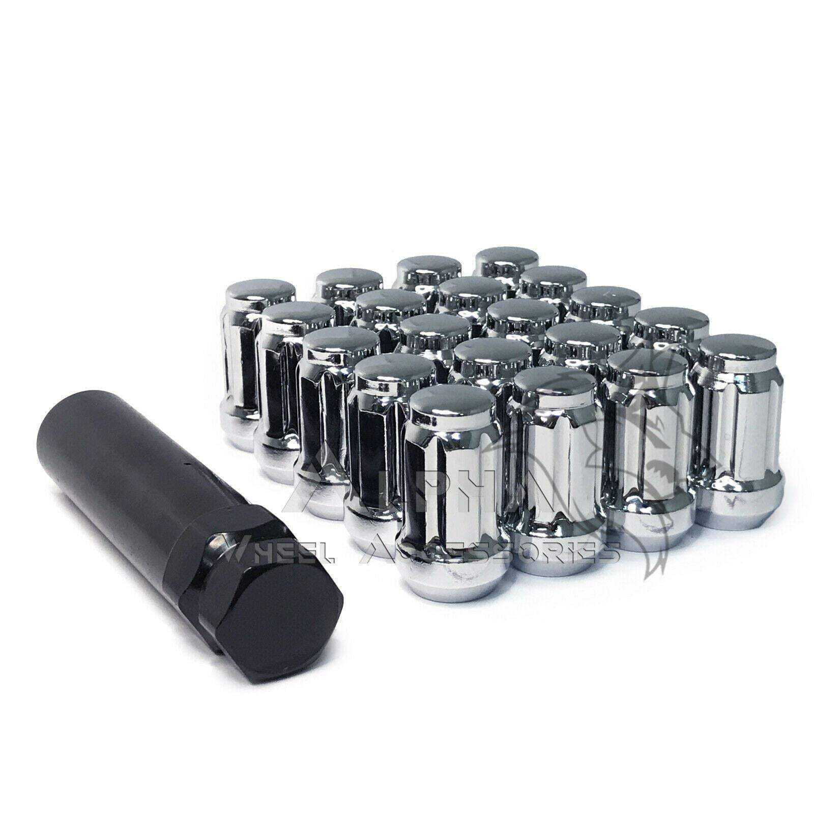 20pc 12x1.5 Spline Lug Nuts – Chrome, Cone Seat, For Jeep Compass/Patriot 2007-2016 With Aftermarket Wheels