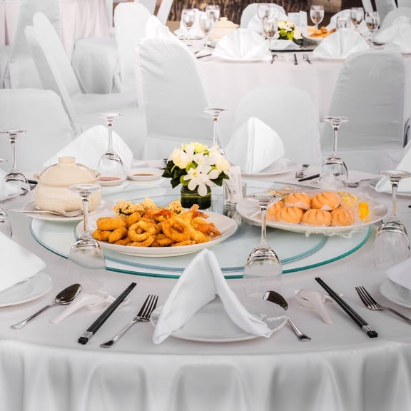 20"Clear Glass Lazy Susan Turntable,Smooth Silent Rotating Tray for Dining Table,360-Degree Spinning Centerpiece for Parties&Events