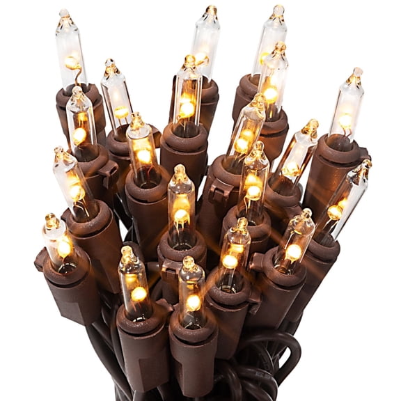 20 Clear LED Christmas String Lights on Brown Wire Cord, UL Approved For Indoor and Outdoor Use, 4.75 Lighted Length, 6.1 Total Length (Pack of 2)