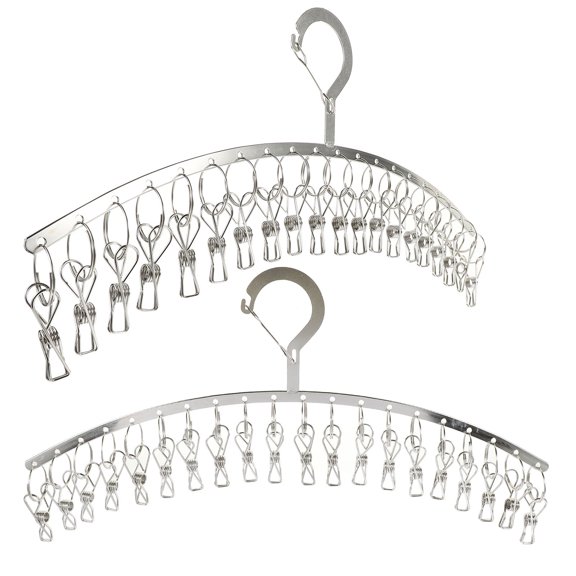 ifundom 2-Pack Stainless Steel Multi-Purpose Clothes Hangers with Strong Clips for Hanging Various Garments