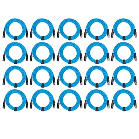 (20) Clutch 20' Blue Sure-Fit XLR Female to XLR Male Microphone / Speaker Cables Package