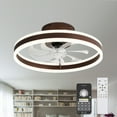 thumbnail image 1 of 20" Coffee Brown Reversible Flush Mount Ceiling Fan with Remote Control, APP Control 6-Speed Low Profile Ceiling Fan with Dimmable Light, 1 of 10