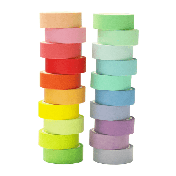 20-Color Washi Tape Set, Decorative Masking Tape for Journaling, Scrapbooking, Gift Wrapping, Craft DIY, 1.5cm Thick Premium Paper Tape Rolls