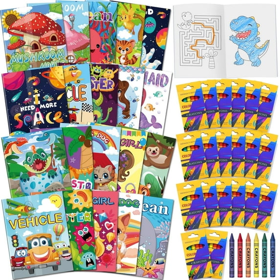 Elfew 20 Coloring Books for Kids Ages 2-4, 20 Crayons, Back-to-School Supplies