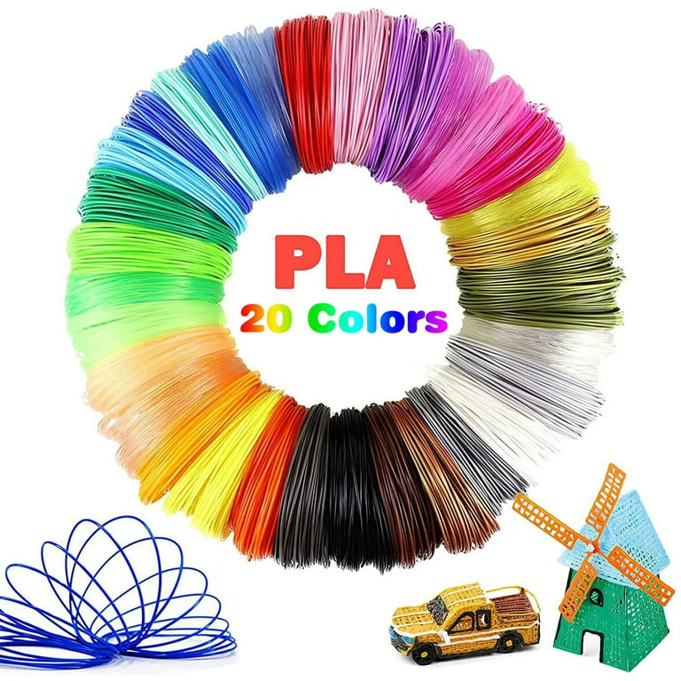 20 Colors 3D Pen PLA Filament Refills, 10 Feet Each Color, Total 200Ft 3D  Printing Material, Support for All 1.75mm 3D Printer / 3D Pen 