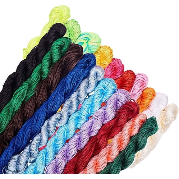 20 Colors About 500 Yard Nylon Jewelry Thread Cord 1mm Shiny Silky Rattail Cord Chinese Knotting Beading Cord for DIY Jewellery Making Macrame Kumihimo Shamballa Friendship Bracelets