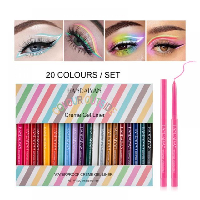 20 Colors Waterproof Eyeliner Set, Matte Colored Eyeliners Pearl Color