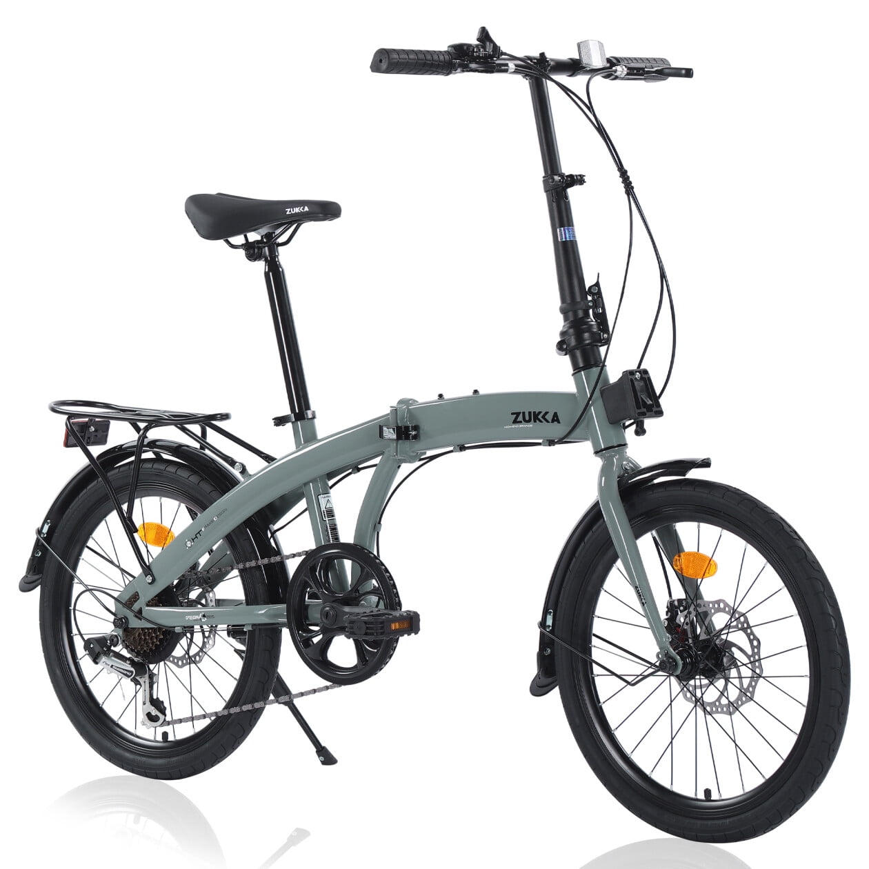 20 Commuter Bike 7 Speed Folding Bike with Disc Brake Steel Frame City Bike for Adult Men Women Junior Senior Blue