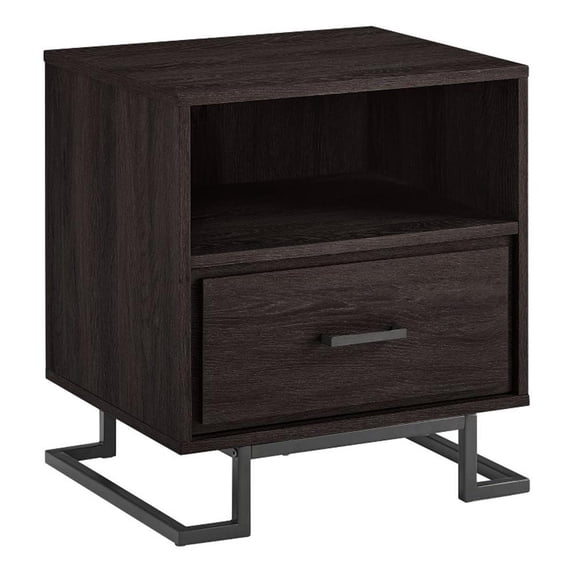 20" Contemporary Metal and Wood Night Stand with One-Drawer - Charcoal