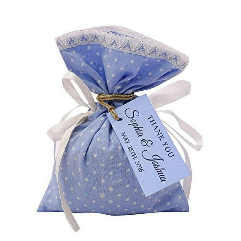 20 Cotton Drawstring Gift Bags Small Printed Pouches Wedding Party Favor Bags With Personalized Tags