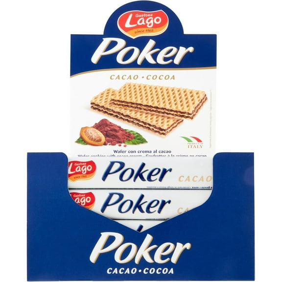 20 Count 45g Lago Poker Cocoa Cookies Italian Chocolate Wafer Biscuits Snack Packs