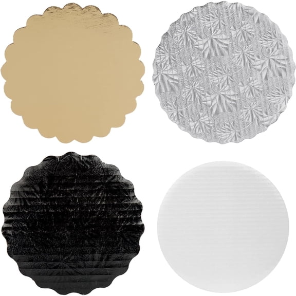 The Baker Celebrations 20-Pack 6 Inch Cake Boards, Round Disposable Cake Circles in Silver, Gold, White & Black