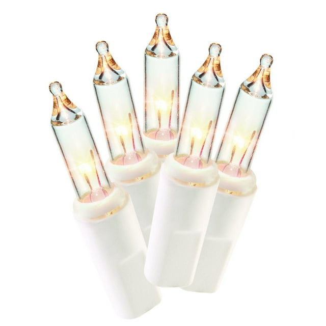 20Count Clear Incandescent Mini Christmas Lights, with White Wire, 7.5