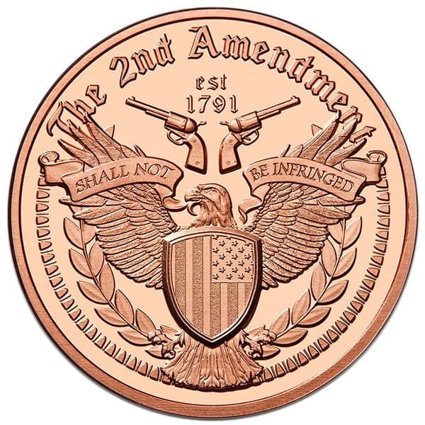 OSBORNE MINT 20 Count Copper Eagle 2nd Amendment Round - 1 AVDP Oz, .999 Pure Copper