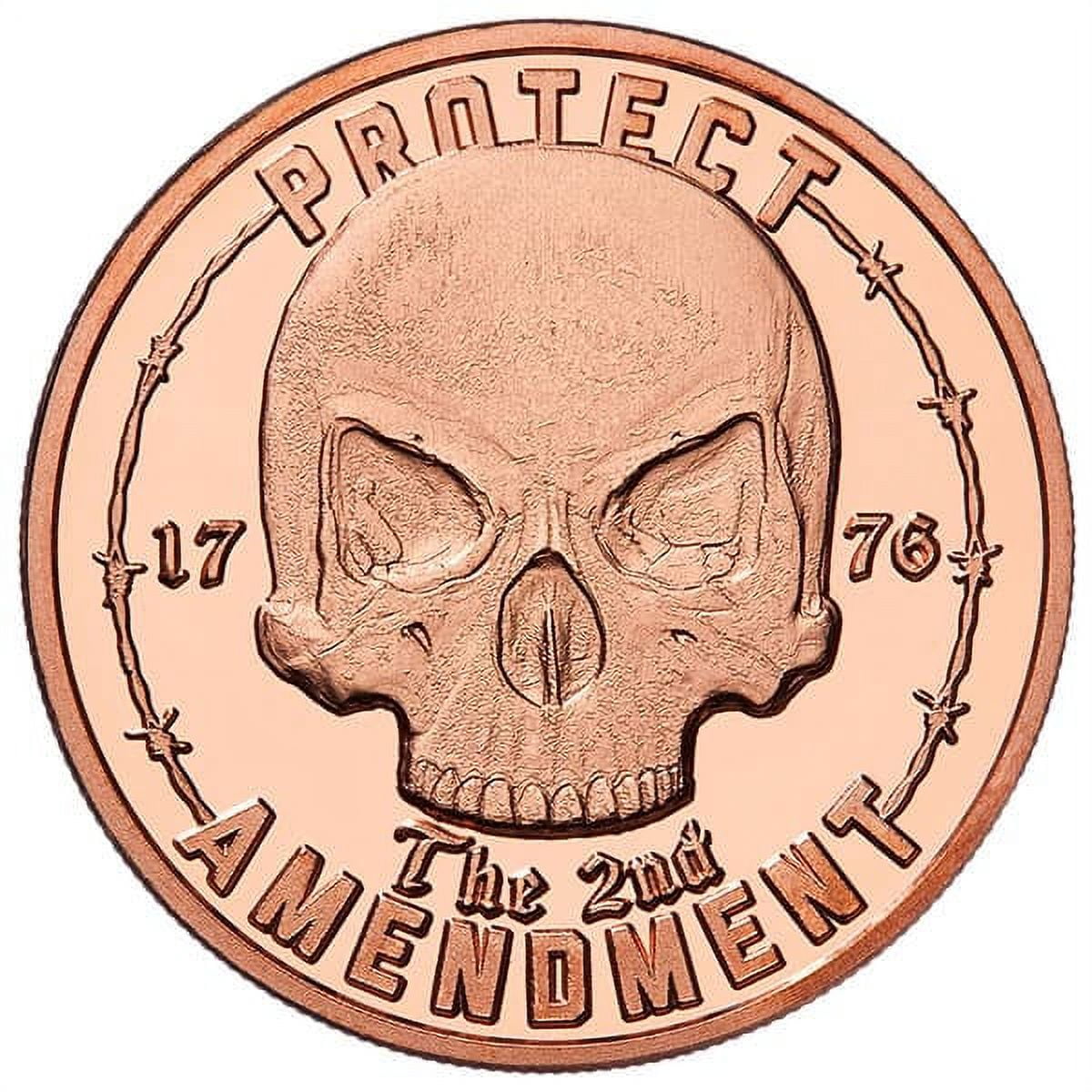 OSBORNE MINT 20 Count Copper Skull 2nd Amendment Round - 1 AVDP Oz, .999 Pure Copper