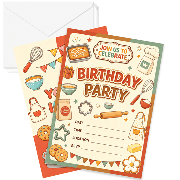 20 Count FillIn Children Birthday Invites, 5x7 Cards plus Envelopes, Birthday Party KitBIRTHDAY CAR029