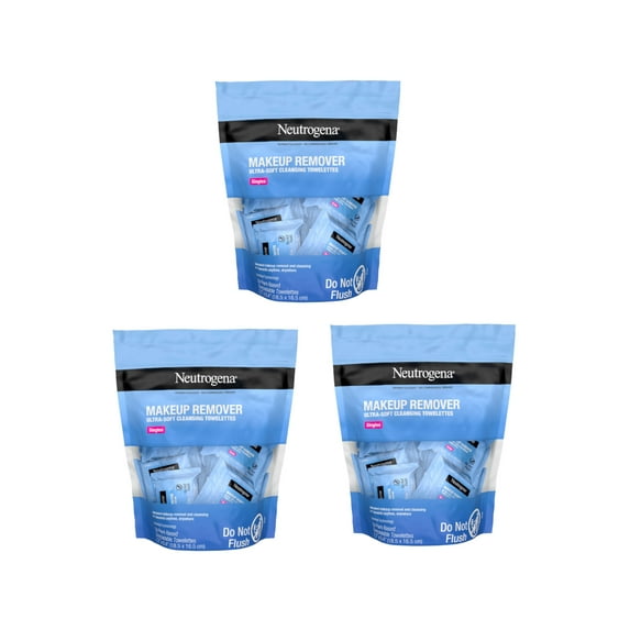 20 Count, Individually Wrapped Neutrogena Makeup Remover Wipes - 3 Pack