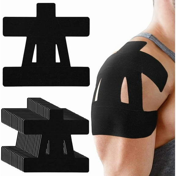 20 Count Kinesiology Tape for Shoulder Pain Relief Pre Cut Sports Waterproof Breathable Enhance Elastic Kinesiology Athletic Tape for Shoulder Support and Muscle Sports