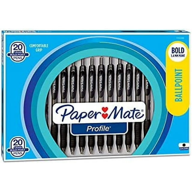 20 Count PaperMate Profile 1.4B Black Pens
