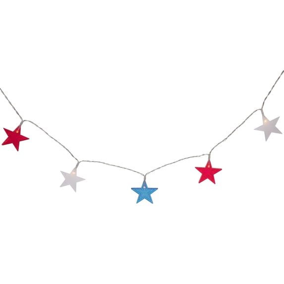 20-Count Patriotic Americana Star LED String Lights 9.5ft Clear Wire