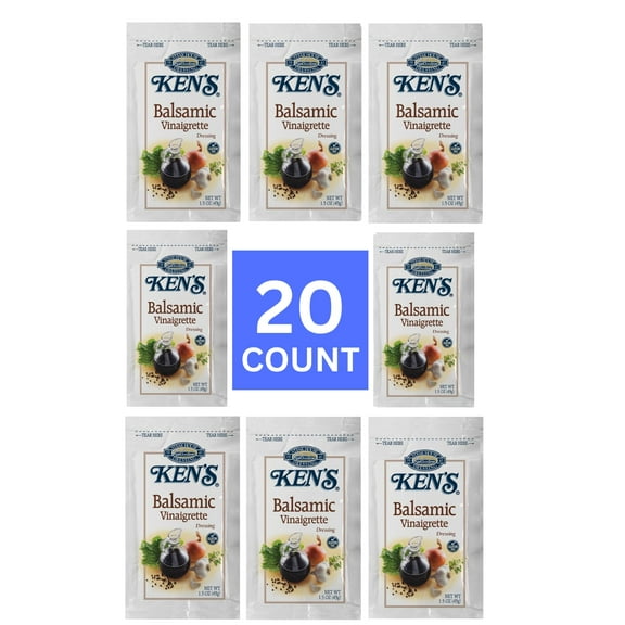 20 Count | Salad Dressing Packets | Individual Single Serve Salad Dressing condiment packets | 1.5 Oz Per Pouch (Balsamic Vinaigrette)