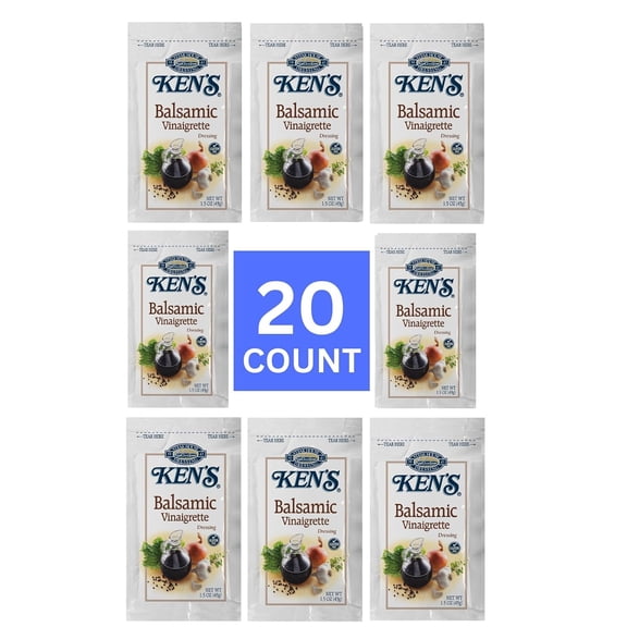 Balsamic Vinaigrette Dressing | 20 Count | 1.5 oz Each | Single Serve Packets, Salad Pouch, To Go Cups, Travel Size Lunch Portion