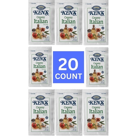 20 Count | Salad Dressing Packets | Individual Single Serve Salad Dressing condiment packets | 1.5 Oz Per Pouch (Creamy Italian)