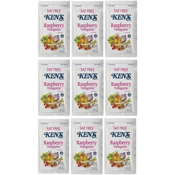 Fat-Free Raspberry Vinaigrette Dressing | 20 Count | 1.5 oz Each | Single Serve Packets, Salad Pouch, To Go Cups, Travel Size Lunch Portion