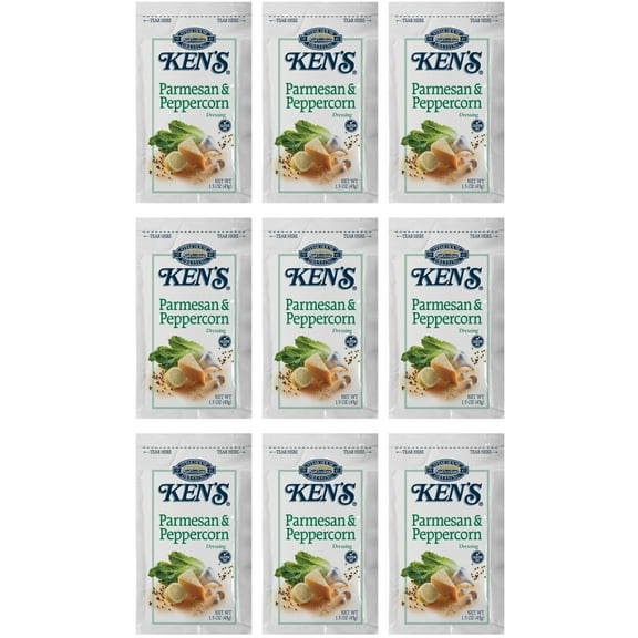 20 Count | Salad Dressing Packets | Individual Single Serve Salad Dressing condiment packets | 1.5 Oz Per Pouch (Parmesan and Peppercorn Dressing)