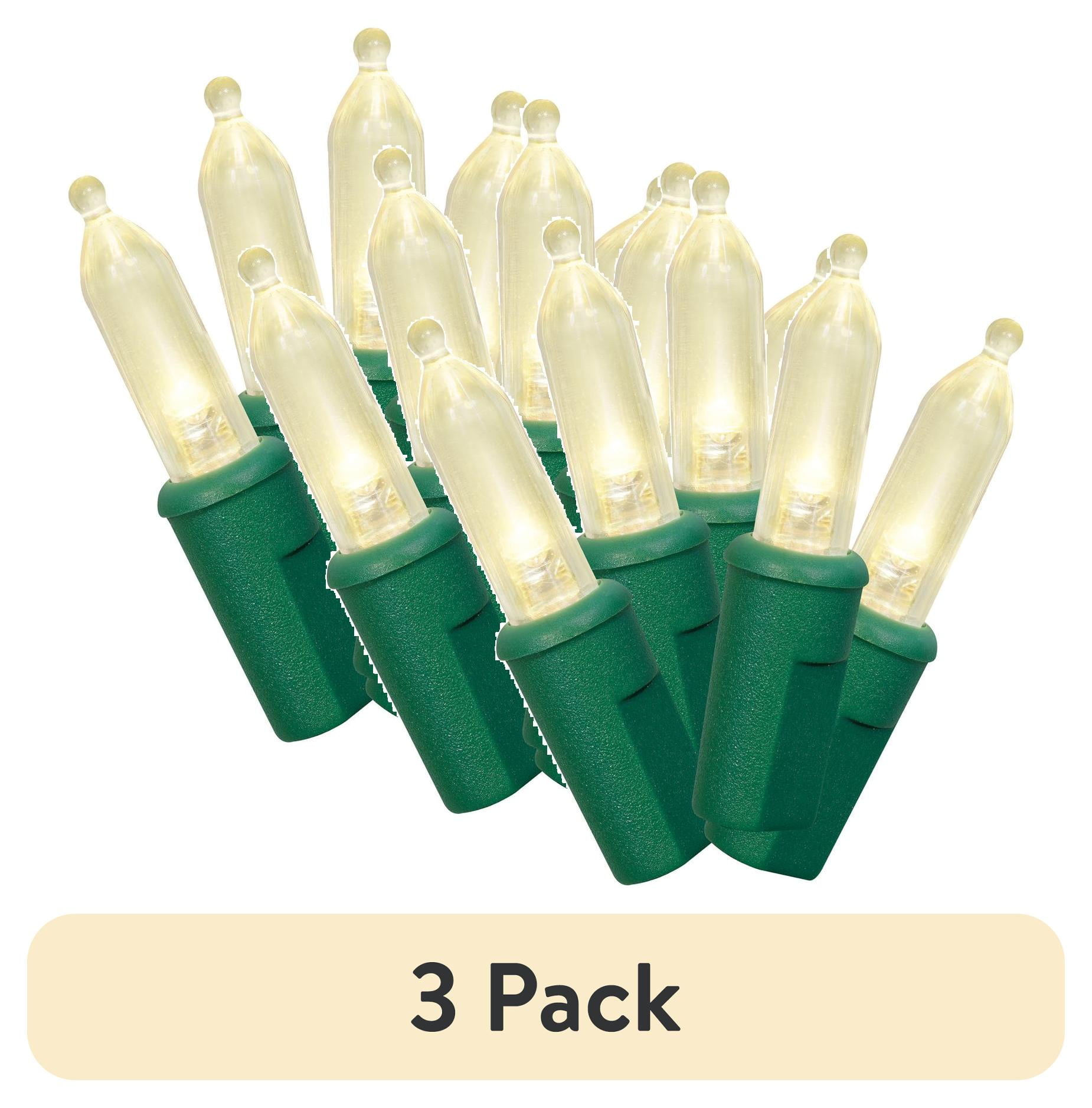 (3 pack) 20-Count Warm White LED Mini Christmas Lights with Green Wire ...